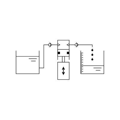 Schematic icon of a pumping application with tanks and valve