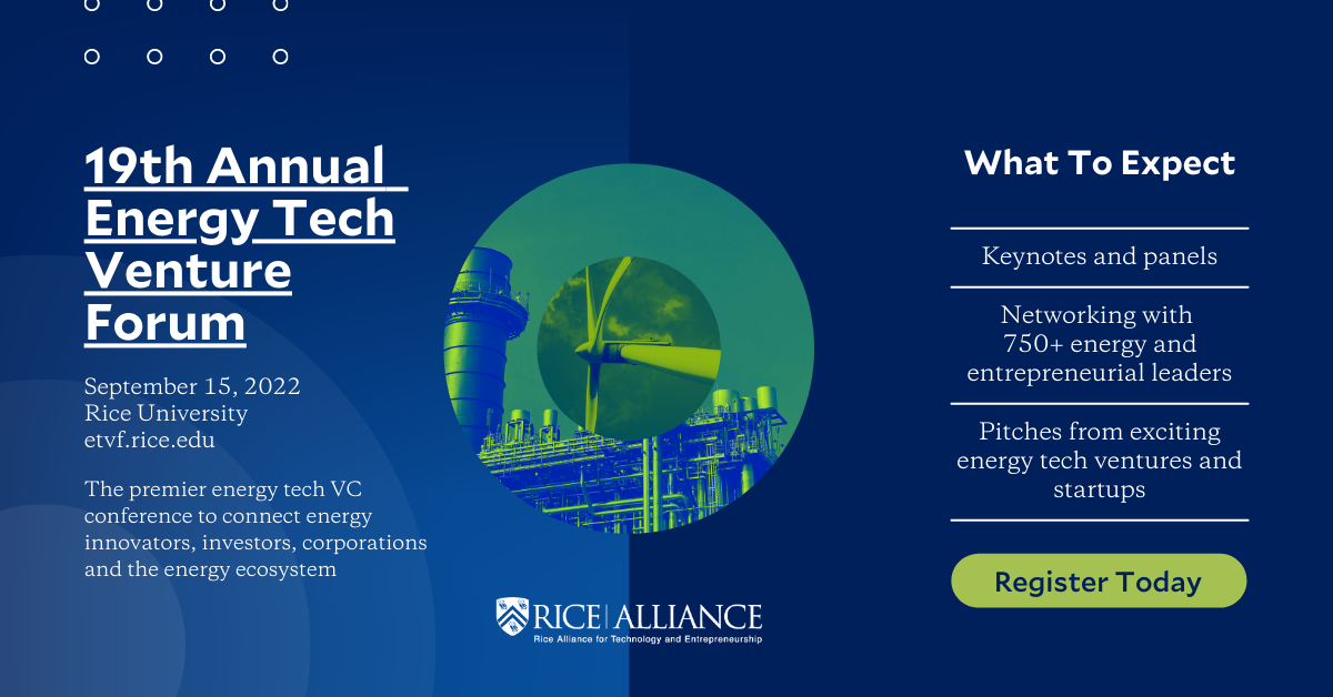 19th Annual Energy Tech Venture Forum registration banner with event details