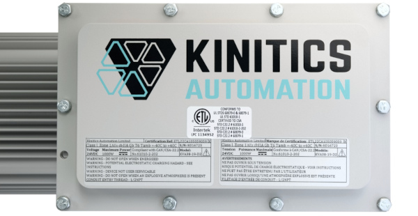 Kinitics Automation KVA junction box with certification nameplate