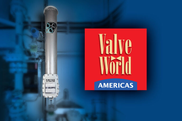 Valve World Americas logo over KVA actuator installation photo