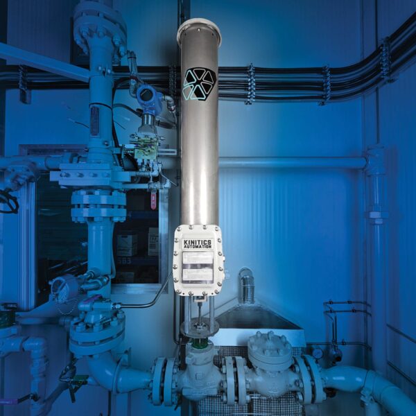 Kinitics KVA38 actuator on site with gas piping, blue tone