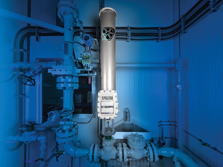 Kinitics KVA38 actuator on site with gas piping, blue tone