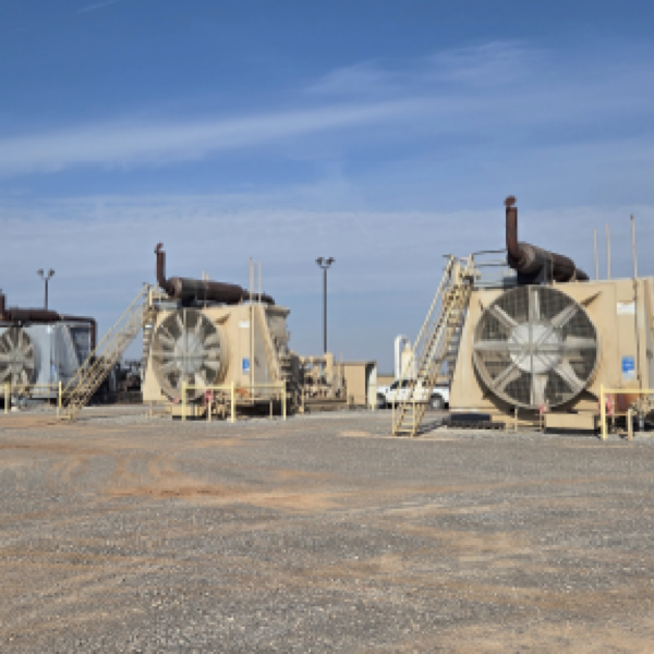 Pumpjacks at an oil field site, screenshot